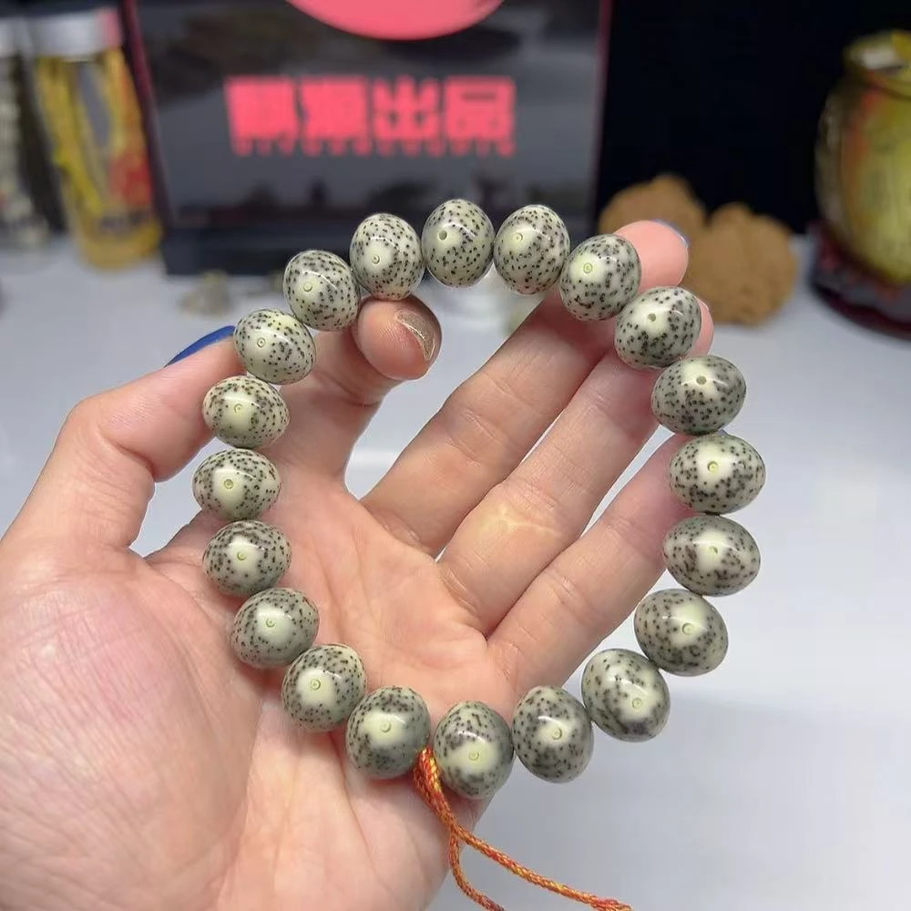 福利海南星月菩提石玉青花瓷14×12正月一线天留白苹果圆手串手链