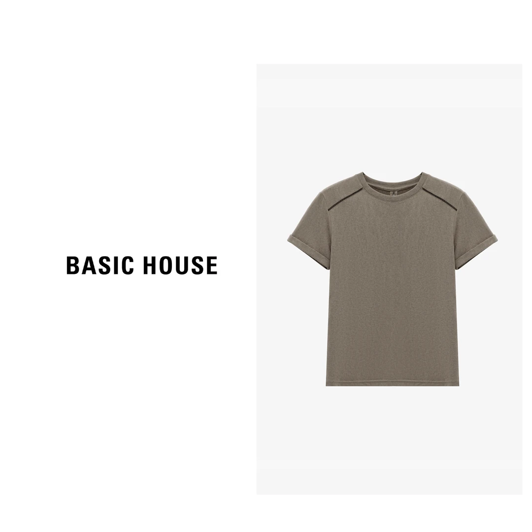 Basic House/百家好休闲百搭复古春夏简约宽松T恤-B0625B5U052