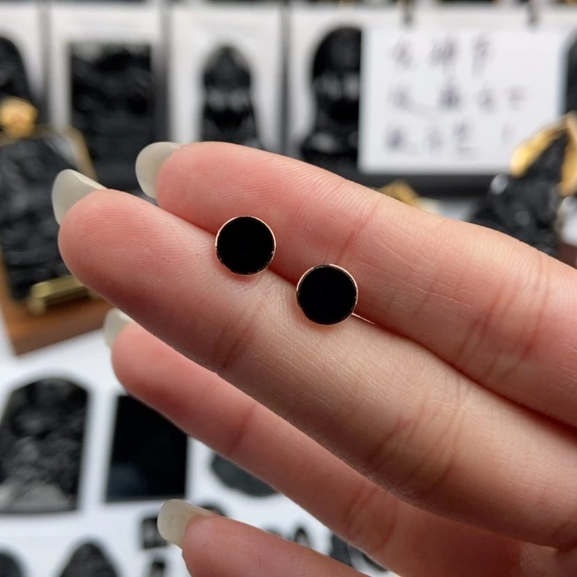 【闪购商品】翡翠耳钉18K金镶嵌耳钉一对