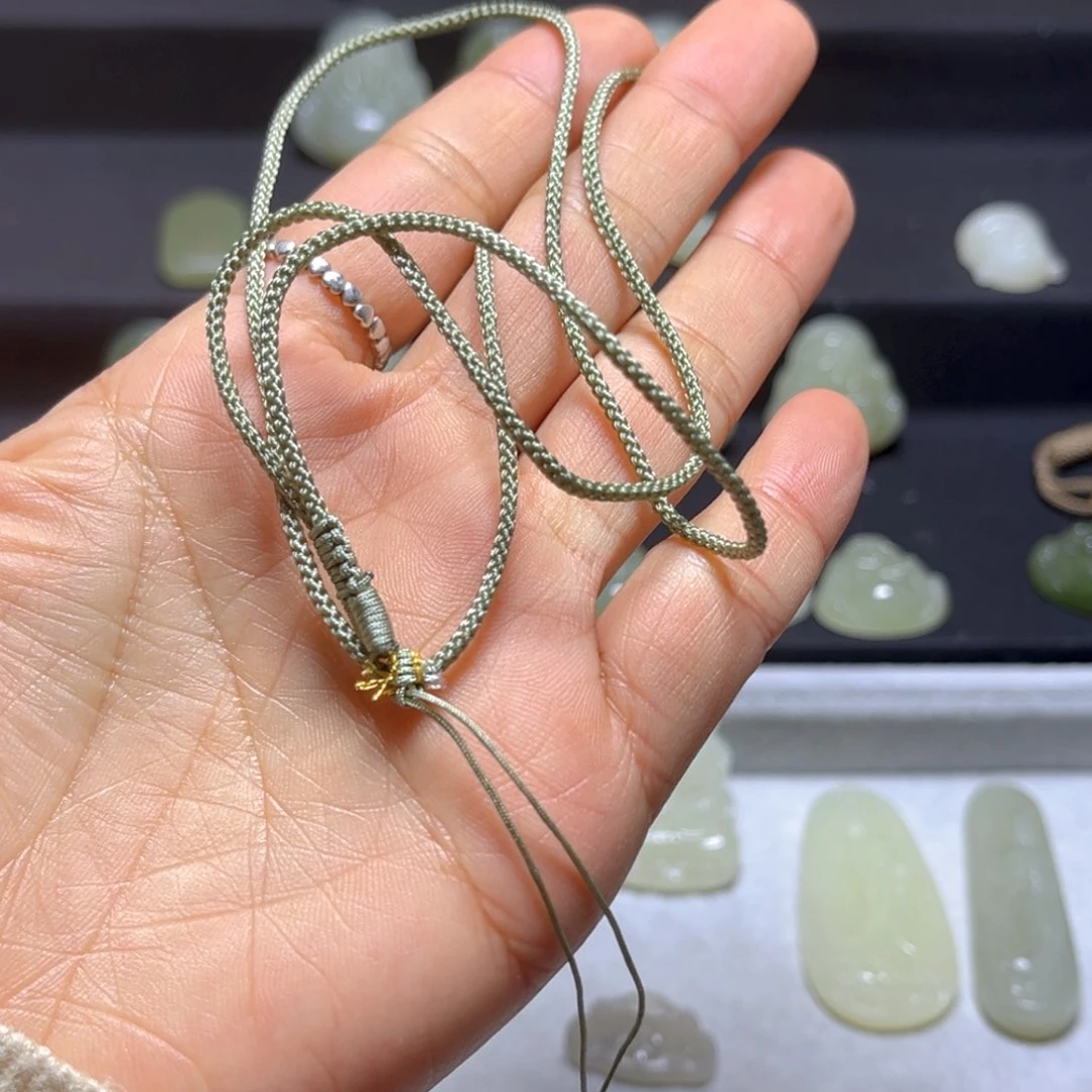 和田玉颈饰未镶嵌@***子绳子