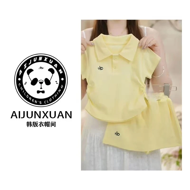 2025韩版夏季新款洋气刺绣POLO领上衣+裙裤两件套潮款