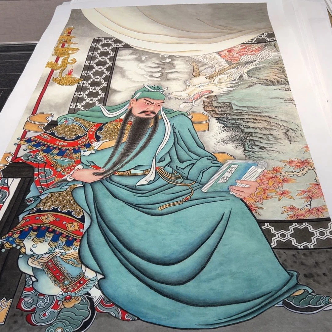 朱***华国画李老师关羽夜读春秋