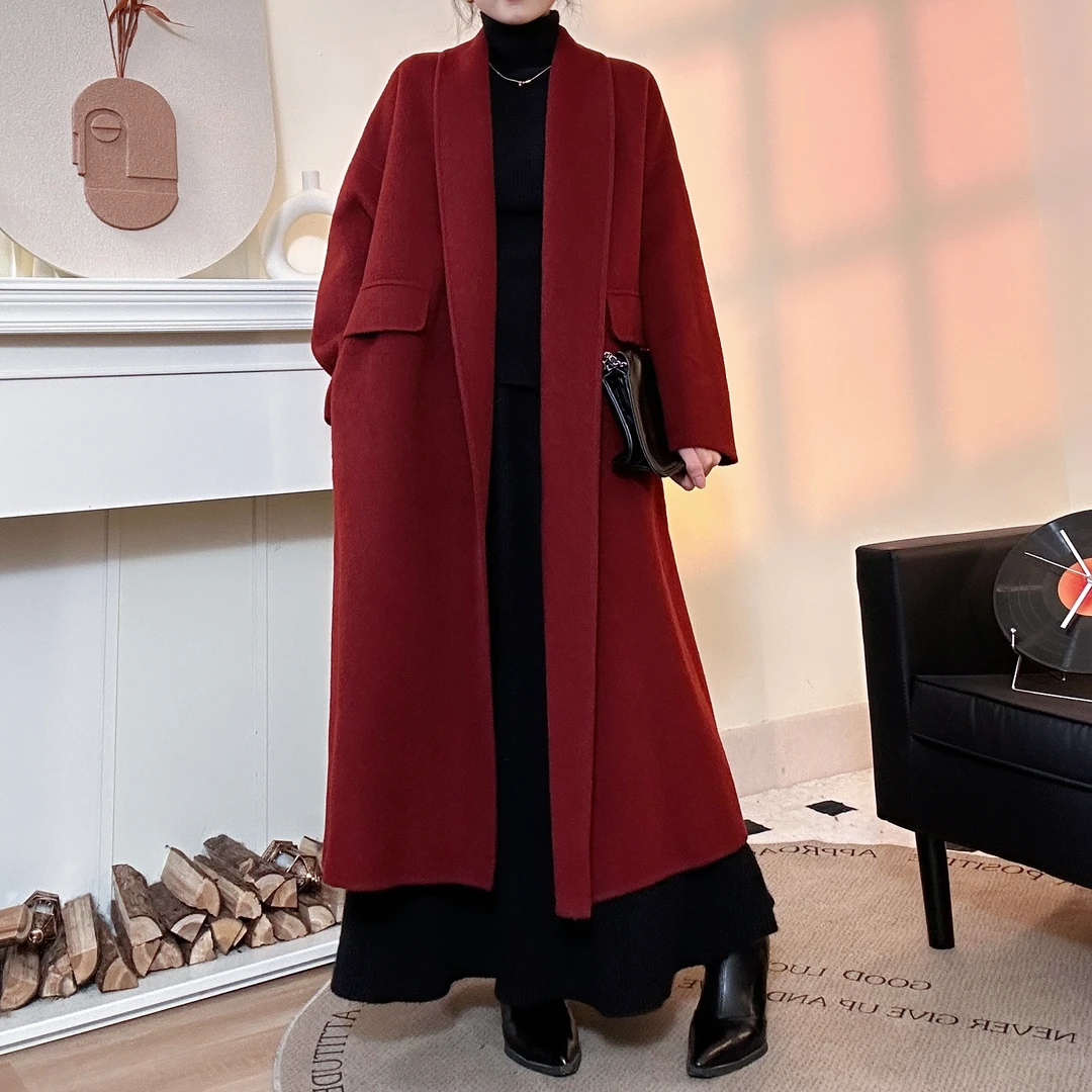 气质时尚时尚百搭毛呢毛呢秋冬双面呢大衣