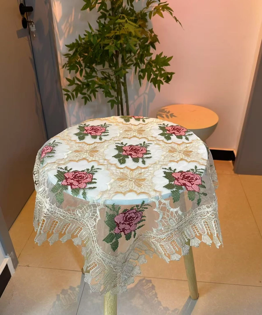 60*60(含花边)欧根纱十字绣万能盖巾