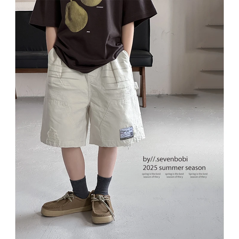 【现货】男童裤子夏季薄款女童短裤外穿2025新款中大童工装裤韩版