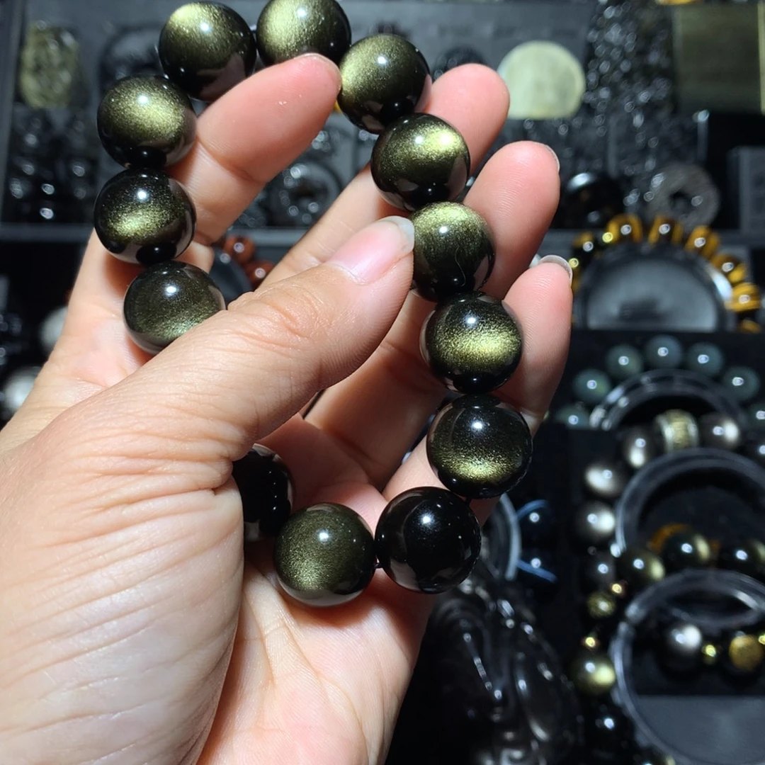 @***波黑曜岩未镶嵌珠宝奇石