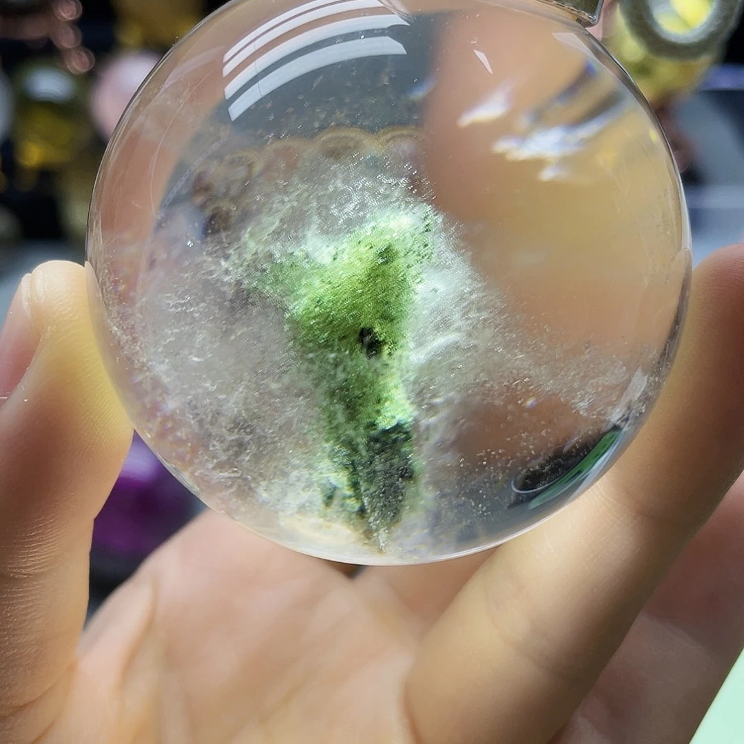 未镶嵌珠宝半成品水晶天然绿幽灵55.5mm