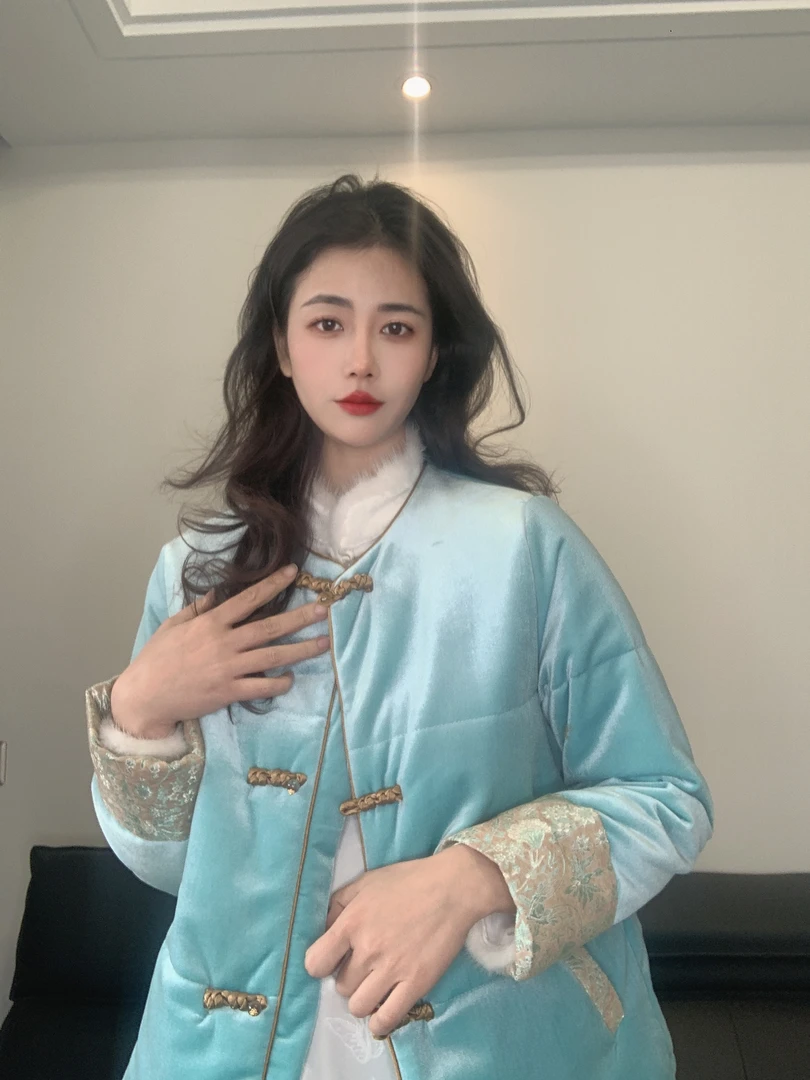 九月   天空之境    新款冬款新中式国风长袖夹棉外套