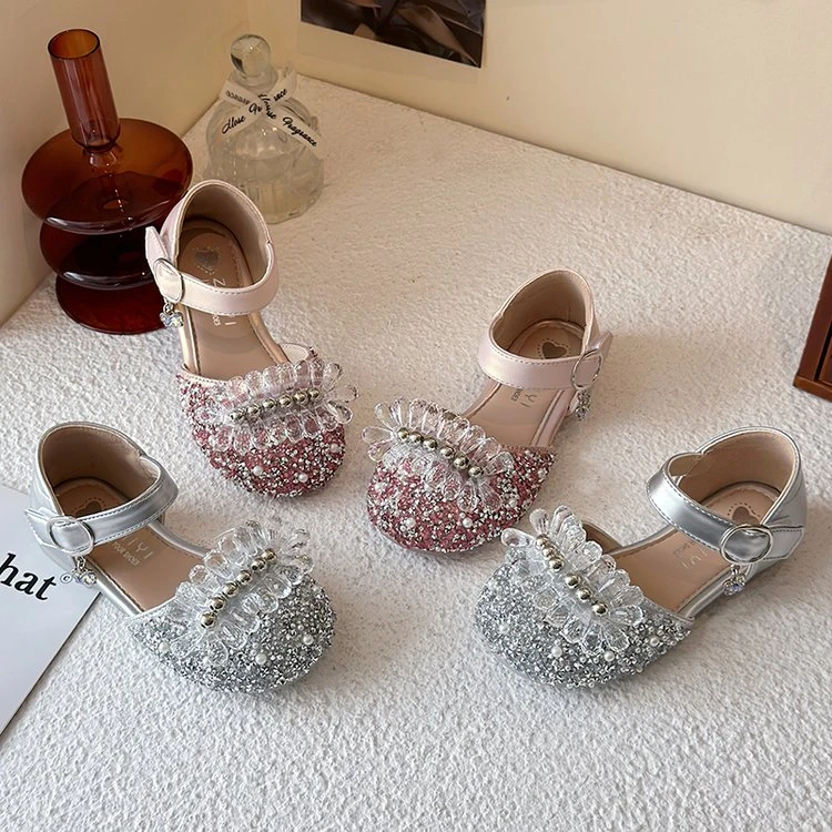 女童公主鞋2025春夏季新款女宝宝韩版包头儿童软底凉鞋小女孩水晶