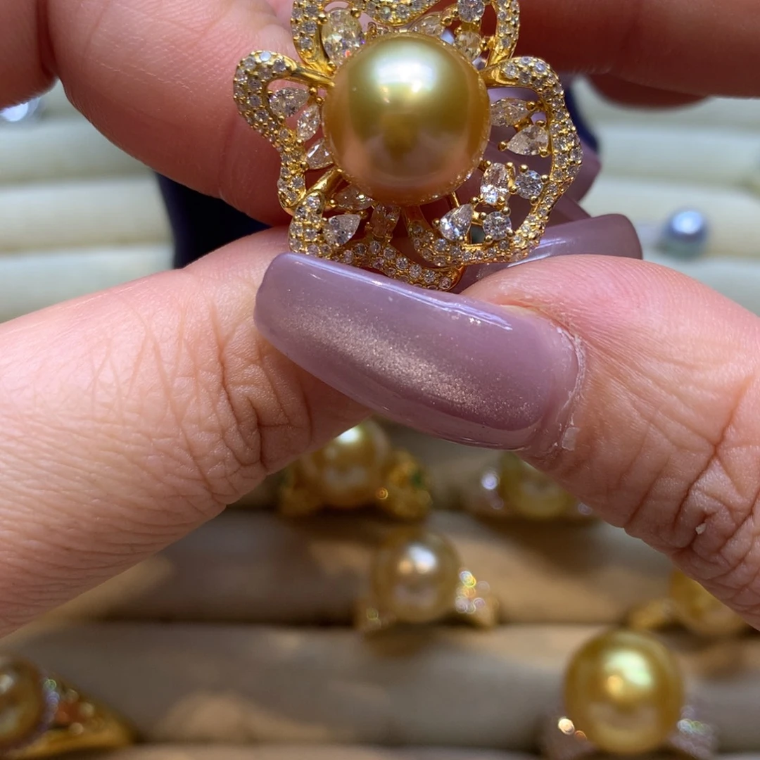 银S925镶嵌戒指海水珍珠