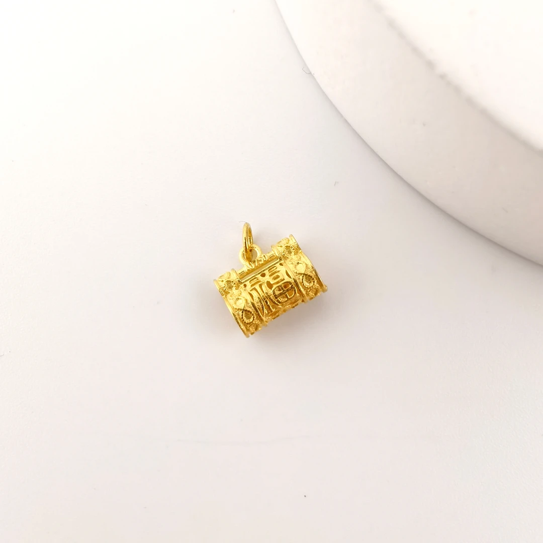【洛一珠宝】【18K金】手工古法实心硬金工艺平安如意锁滴溜万能百搭