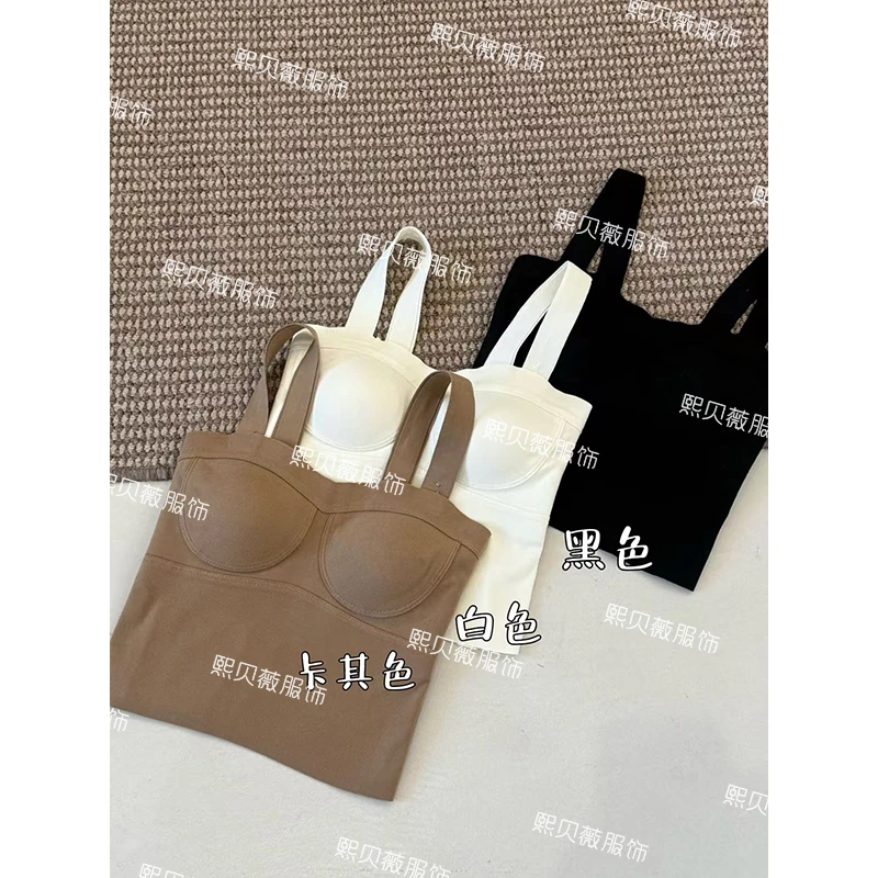 熙贝薇 冬季新款固定胸垫不跑杯免穿文胸内搭吊带背心 G5800
