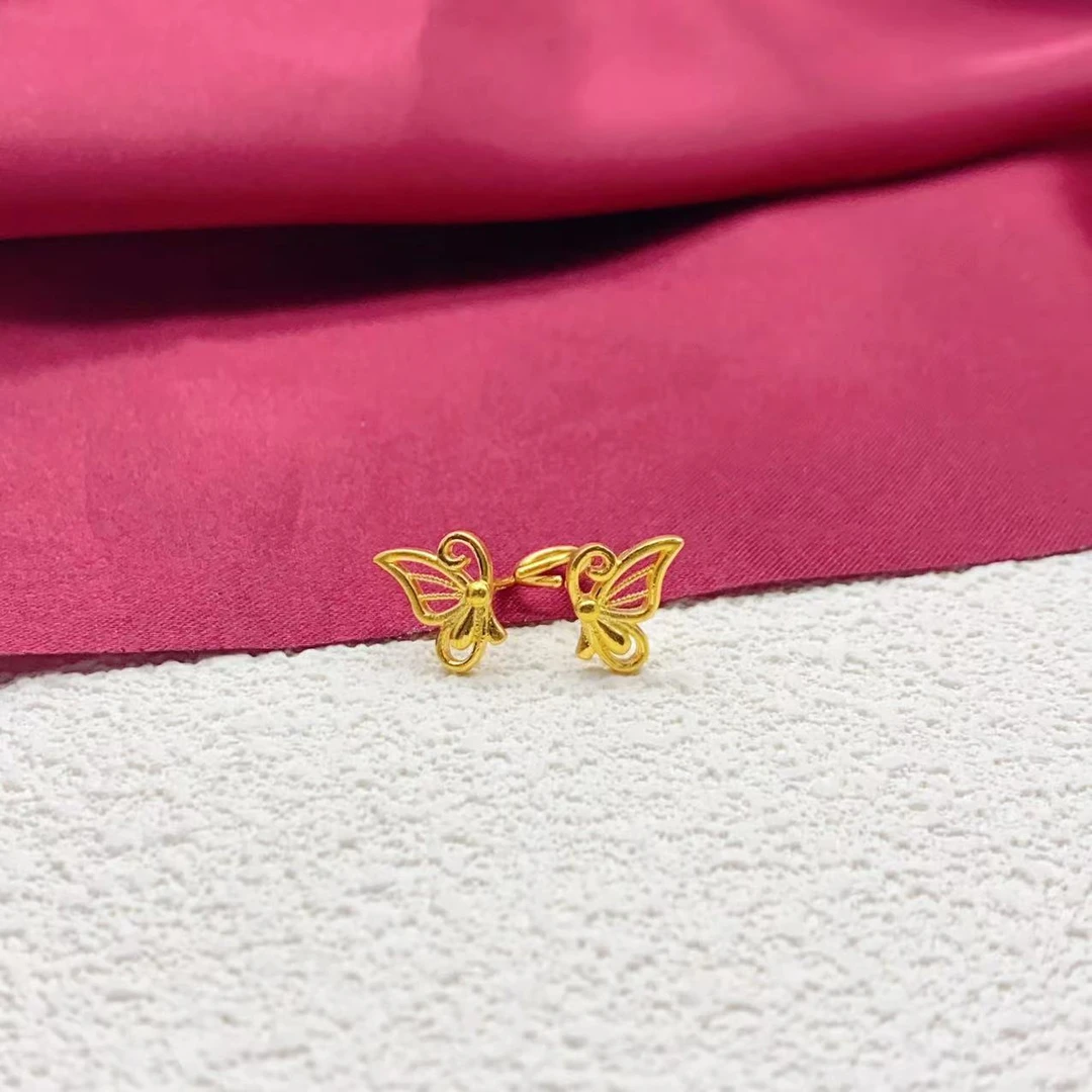 【木韵阁】足金999 黄金5G蝴蝶耳钩时尚百搭耳钉 2.34