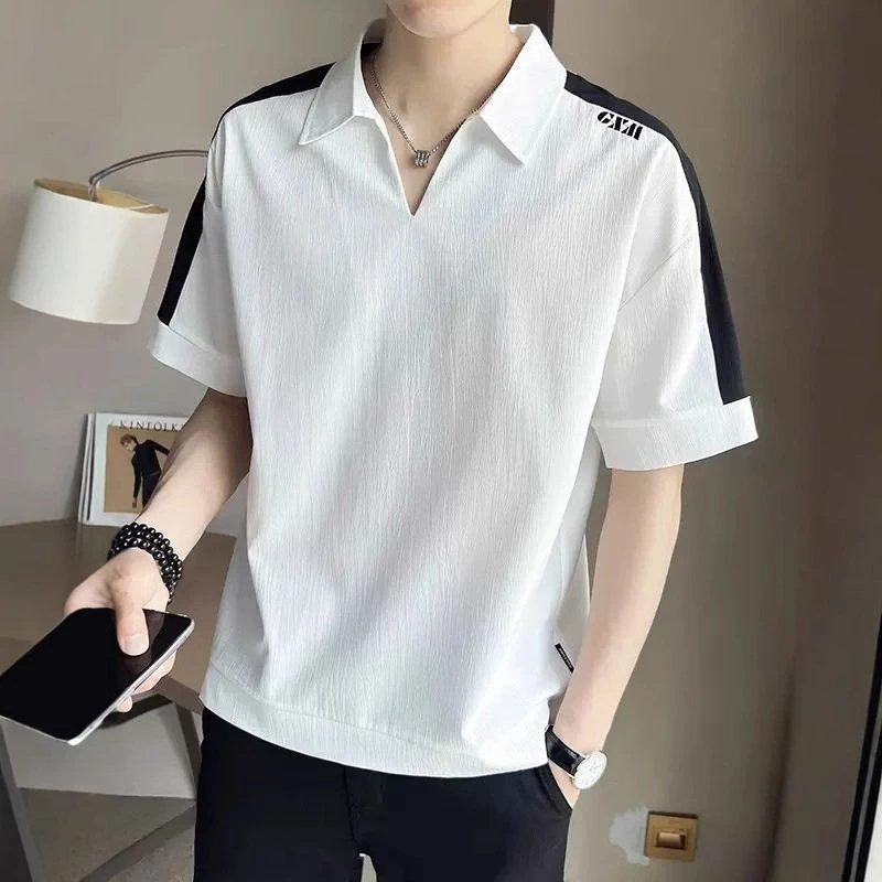 短袖男士碎花polo衫Polo衫休闲夏季免烫男青少年日常百搭半袖宽松