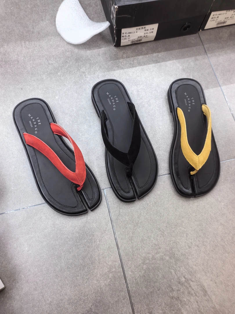 诗涵家 真皮平底分趾人字拖982-8