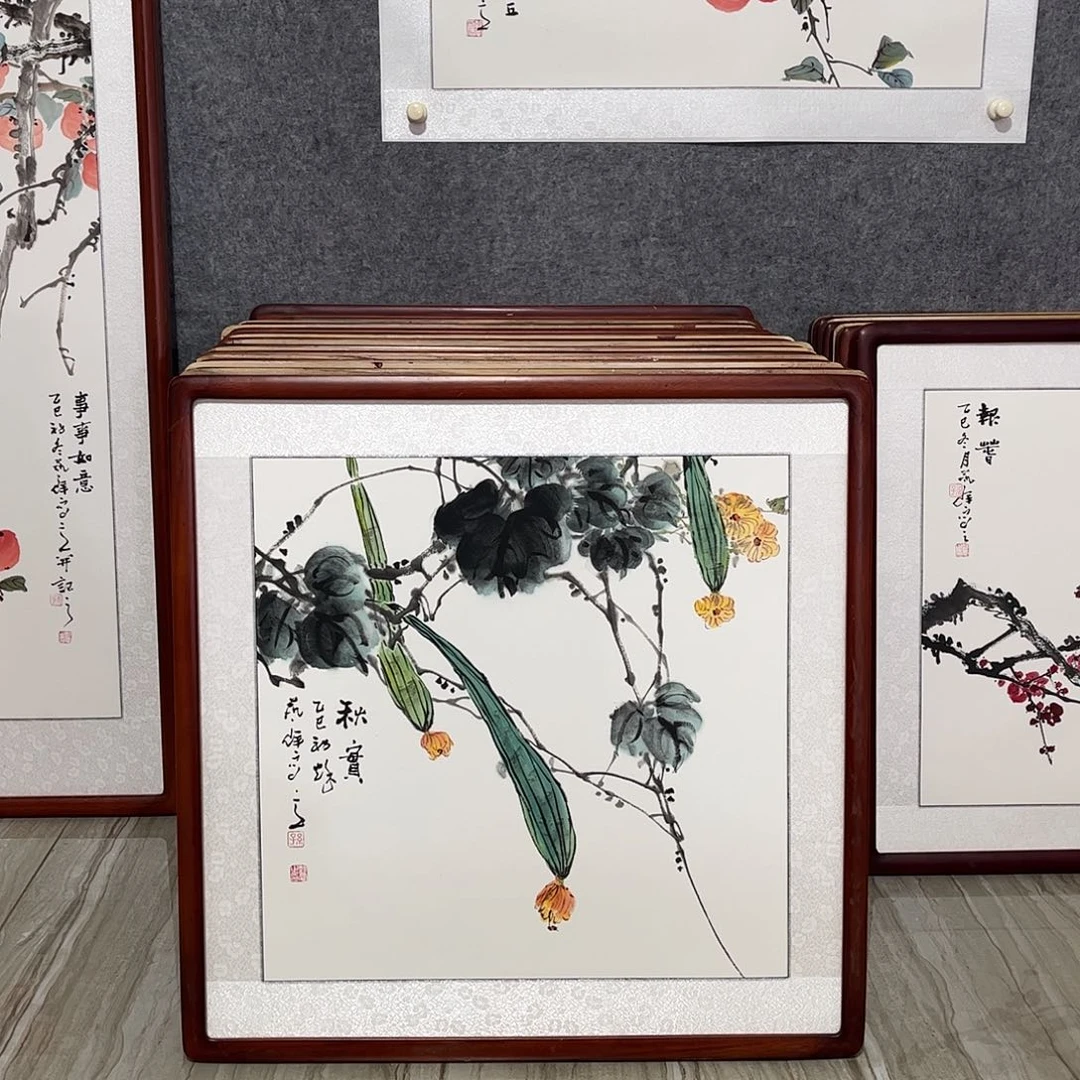 国画书画作品带框63×63