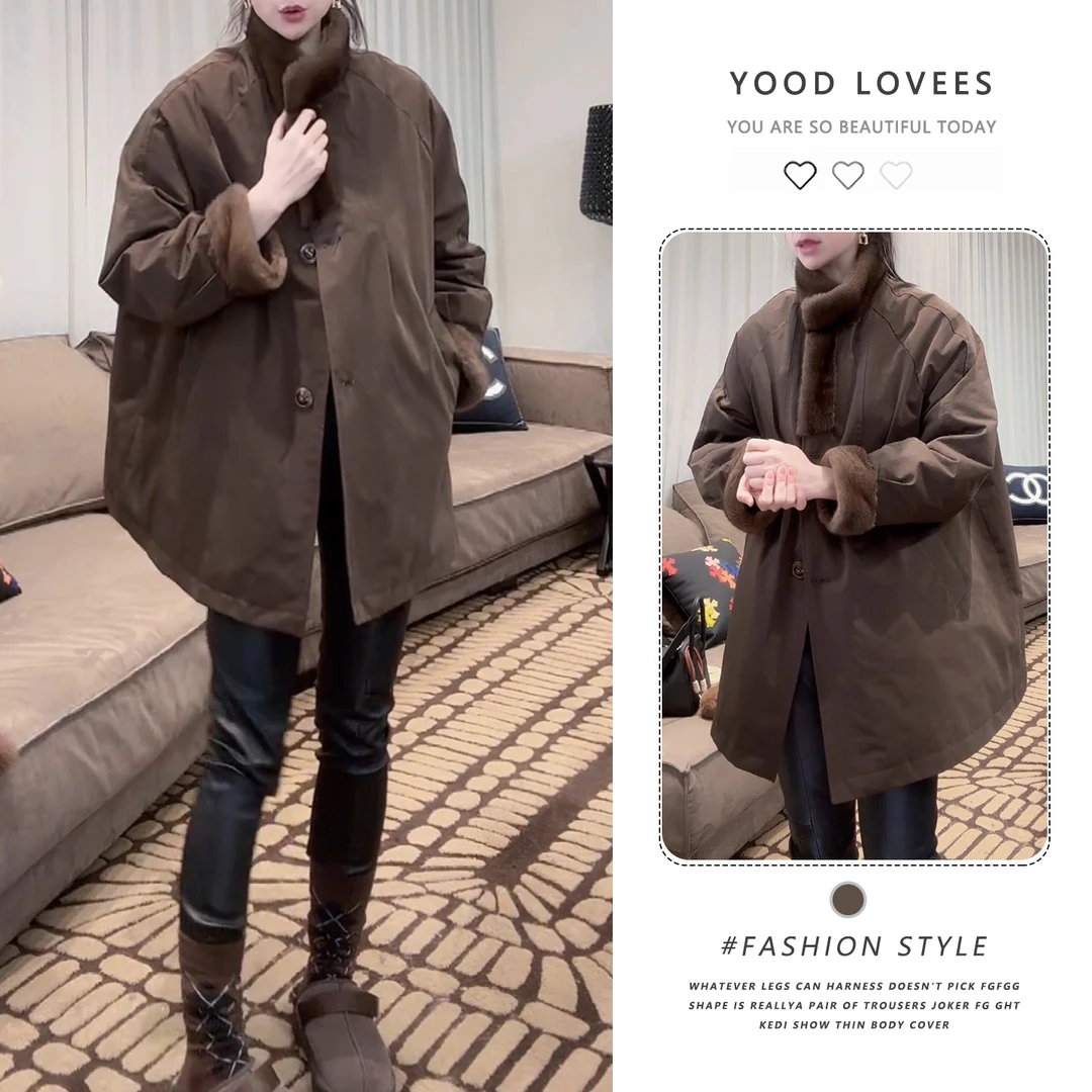 独特超好看中长款风衣款棉服女2025新款秋冬季小个子韩系设计感