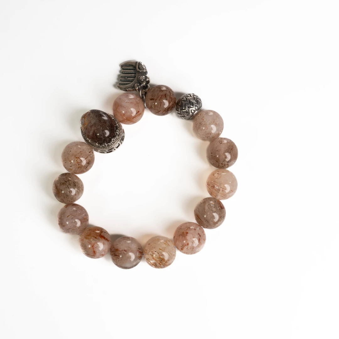 【大D】黑金超七水晶手链/12-13MM