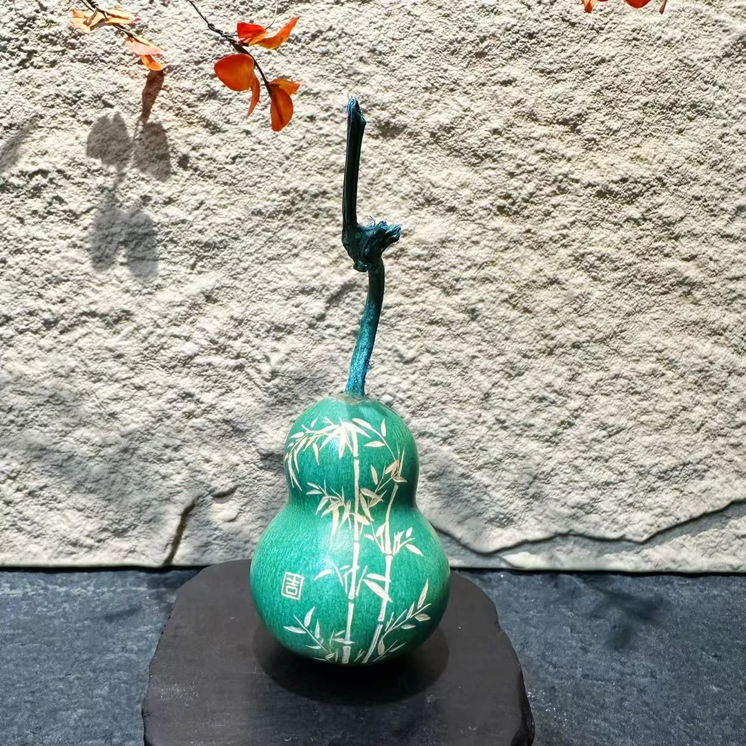 非遗大漆手工雕刻天然葫芦文玩福禄摆件天然葫芦