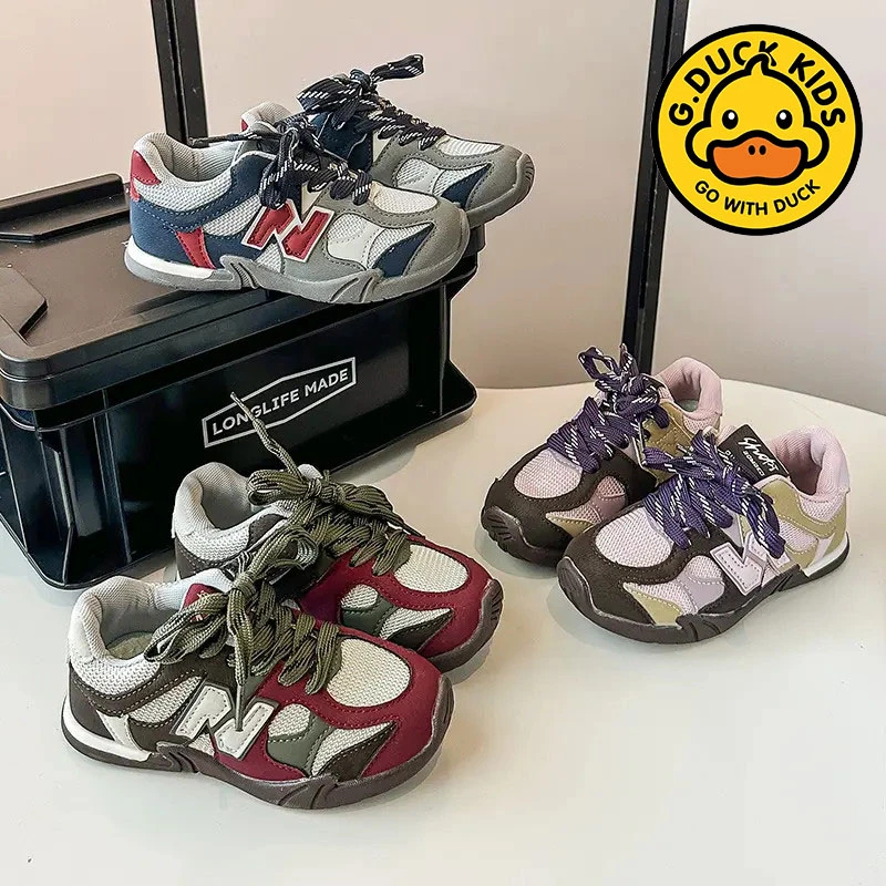 小黄鸭2025秋季新款儿童户外鞋休闲舒适女童百搭防滑耐磨运动鞋