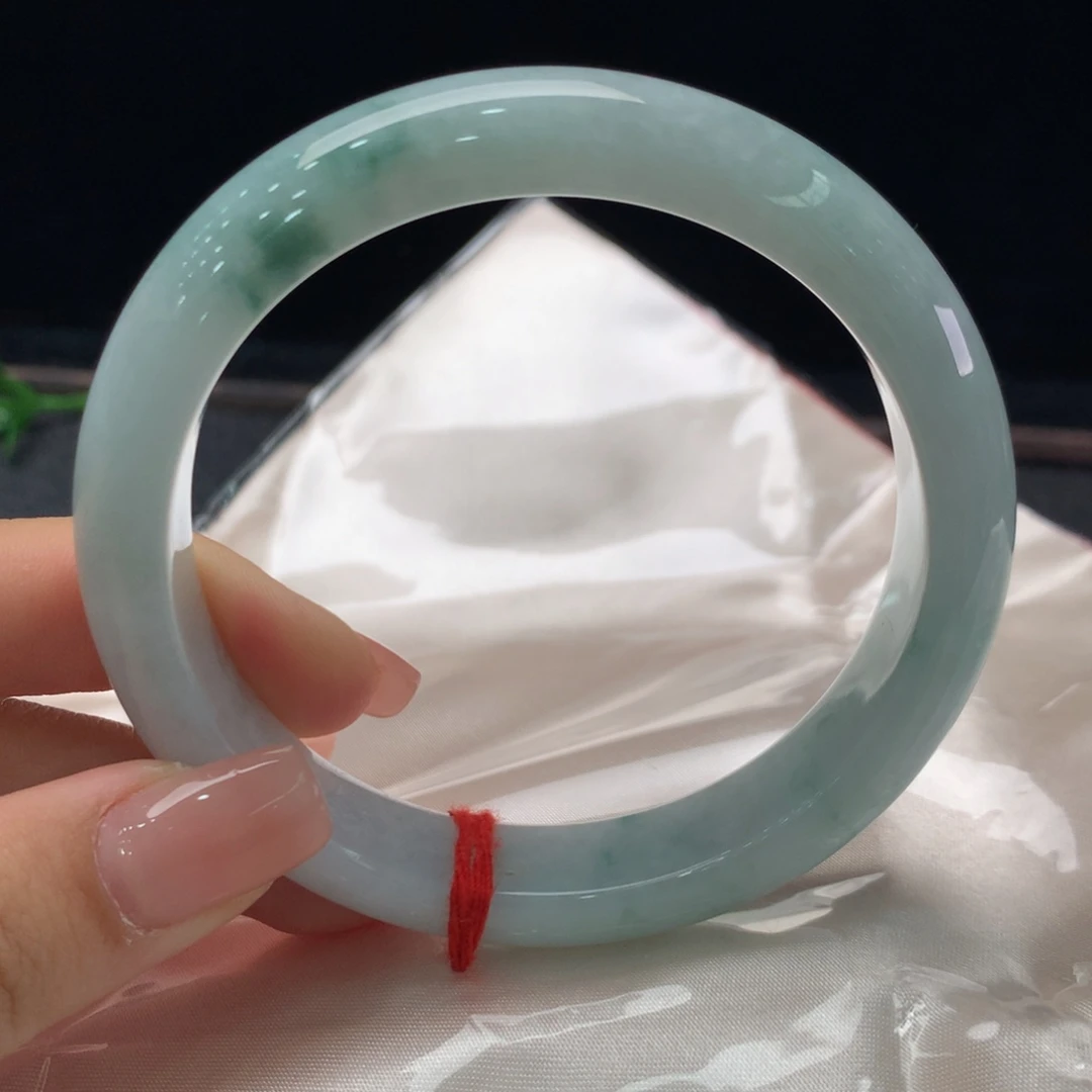 翡翠未镶嵌手镯缅甸A货翡翠 种水飘花59 60