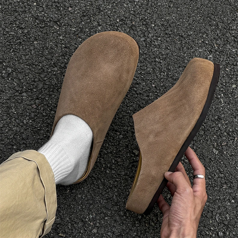 一脚蹬拖鞋2025男女同款穆勒鞋勃肯厚底复古懒人包头拖鞋女外穿