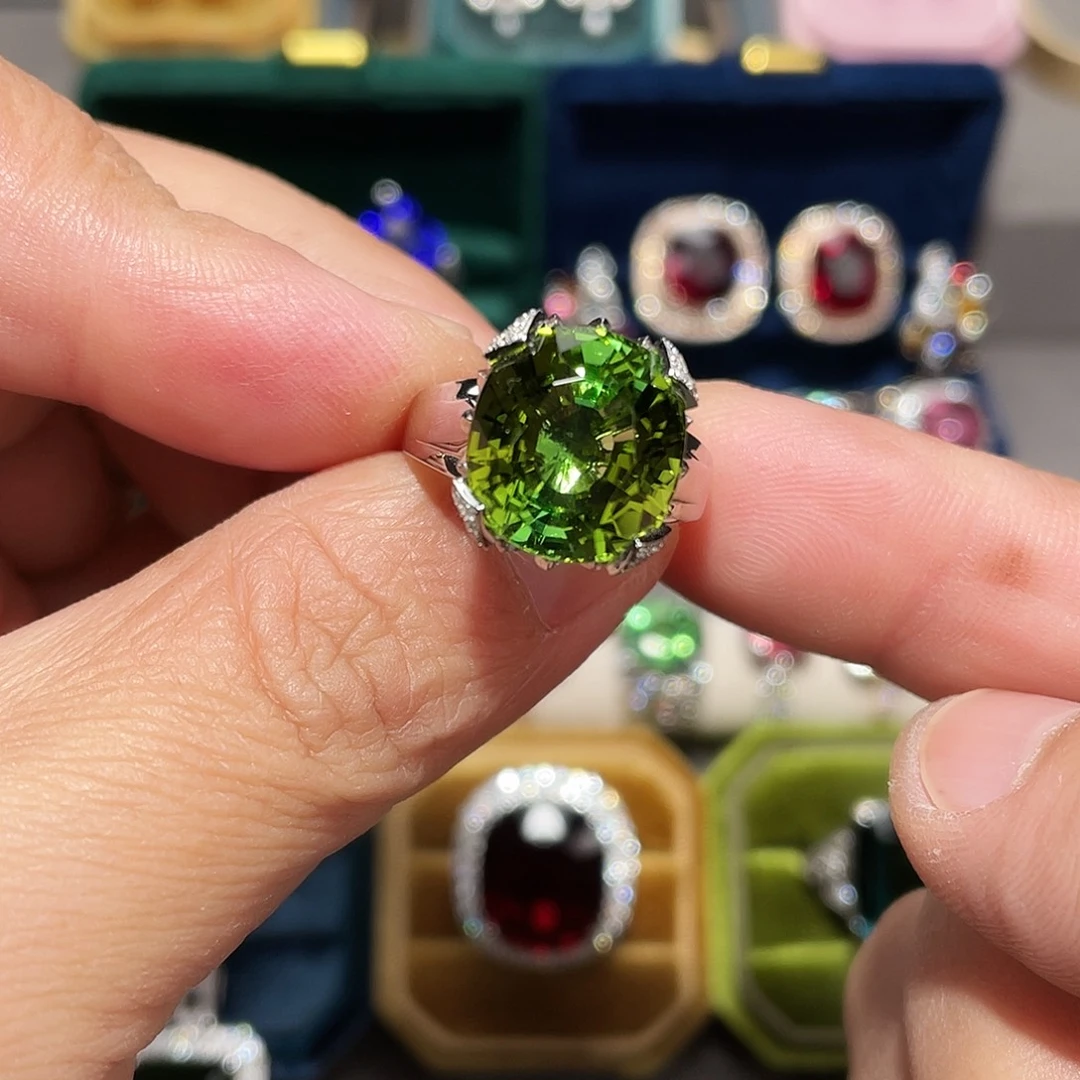 碧玺18K金镶嵌戒指13.3ct