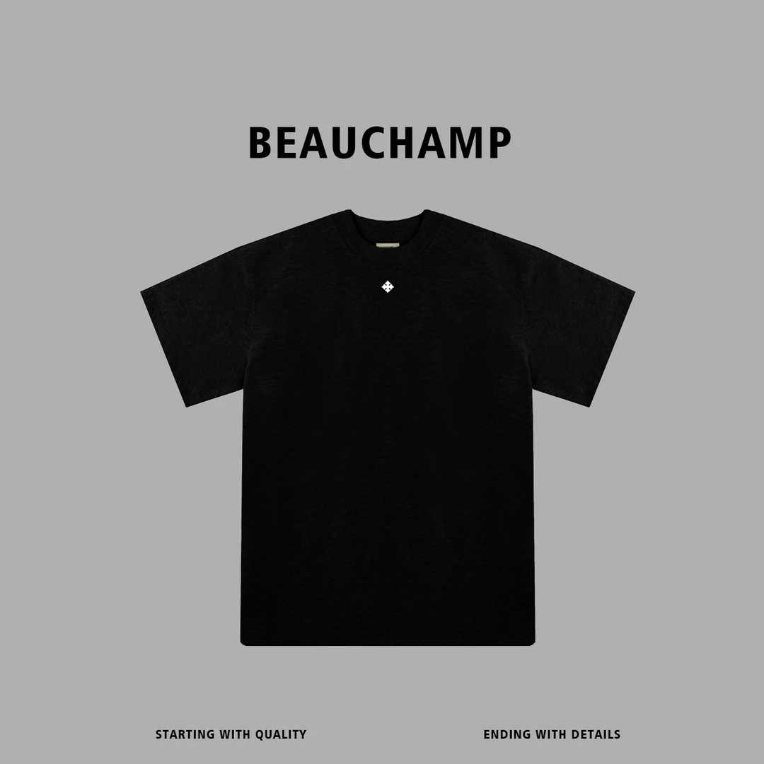 Beau champ品牌  美式百搭简约纯棉刺绣休闲圆领短袖T恤 6307#