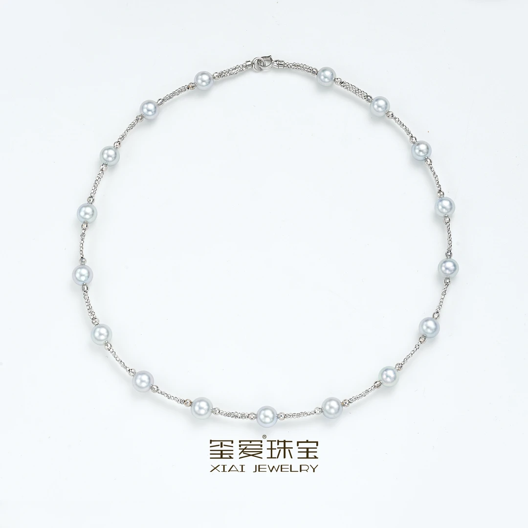【玺爱门门】MM-16182-1/2 海水珍珠真多麻设计款项链 7-8mm 18K