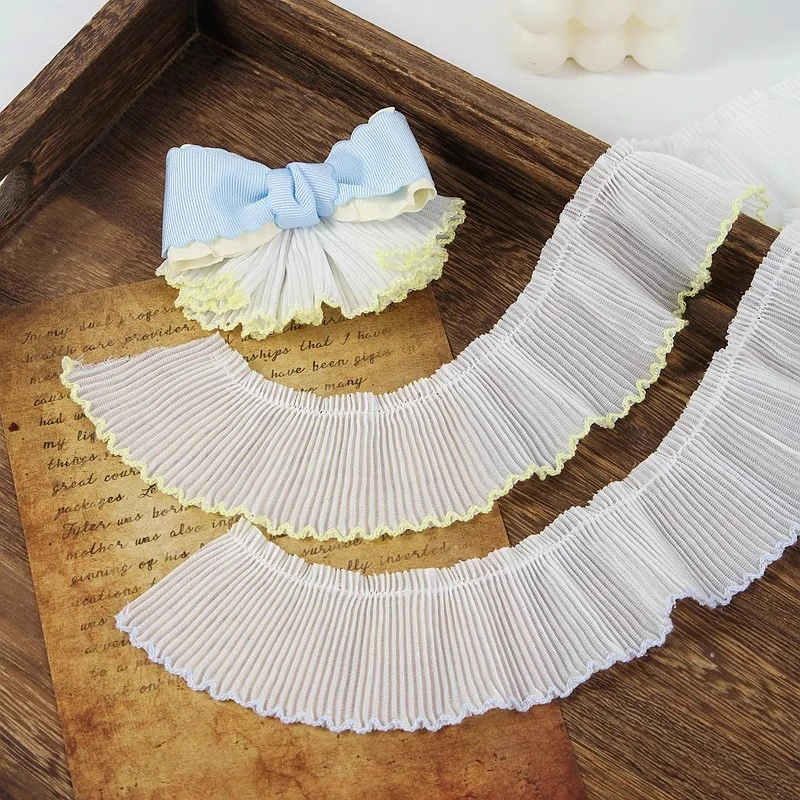 波浪花边雪纺压褶裙边带头饰发箍洛丽塔裙摆宠物娃衣服装辅料配件