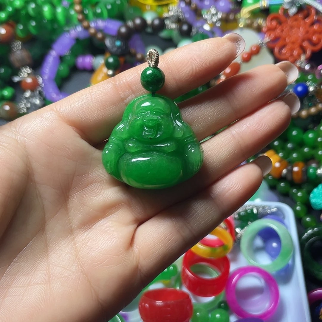 翡翠未镶嵌戒圈翡翠佛公哈哈哈