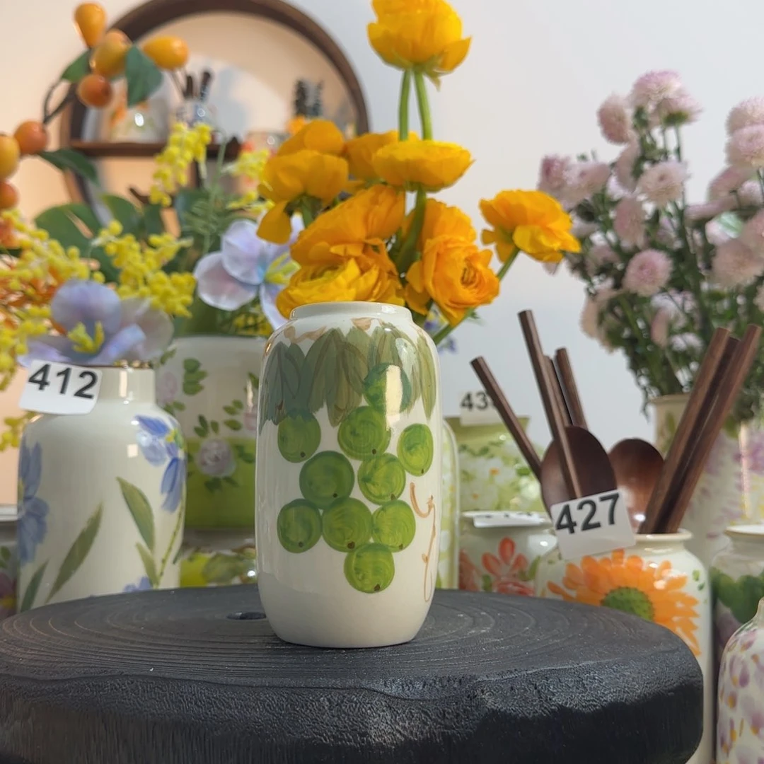 摆件景德镇手作陶瓷花瓶摆件无孔