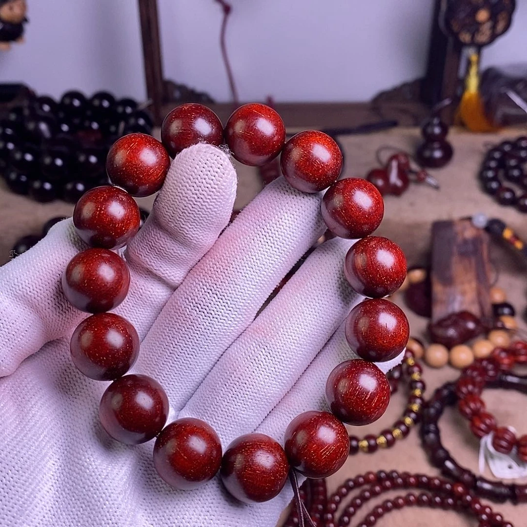 *****小叶紫檀手串/手链无胶无蜡15龙鳞金星