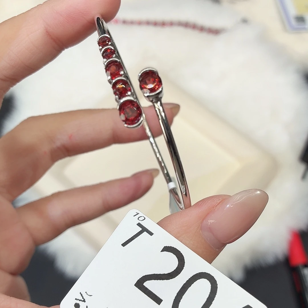 银S925镶嵌石榴石手链