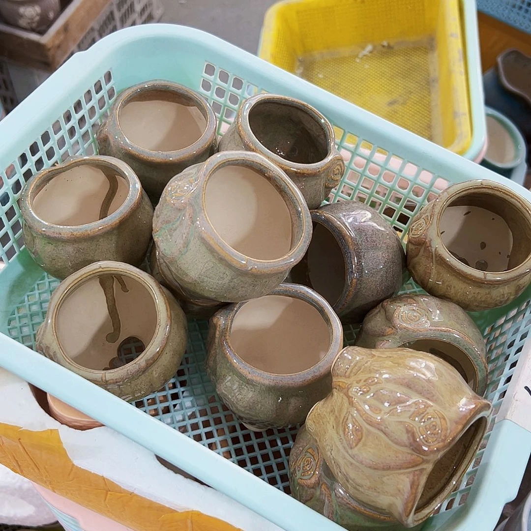 有孔，外贸尾单陶瓷花盆凑单10米包邮四，12个