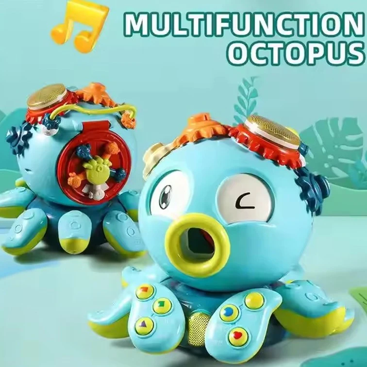 可爱益智婴幼儿电动万向八爪鱼宝宝启蒙拆脚带灯光音乐早教玩具