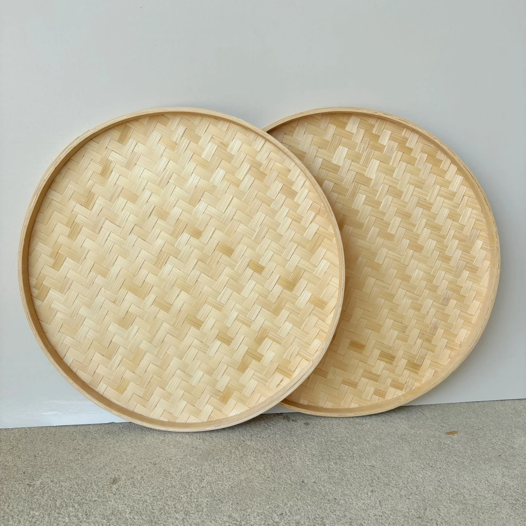 竹黄无孔80公分+80公分家用晾晒收纳竹编簸箕