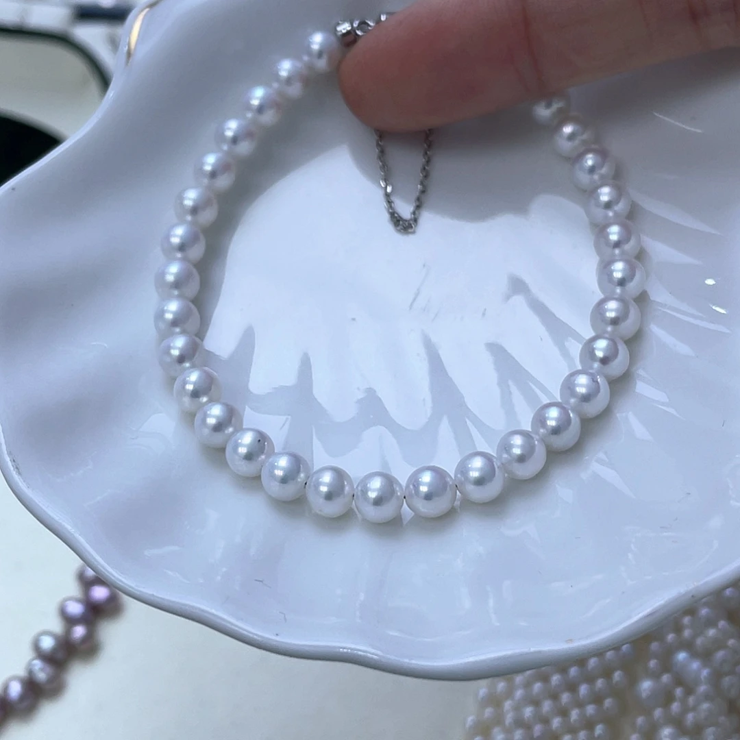 手绳银S925镶嵌淡水珍珠