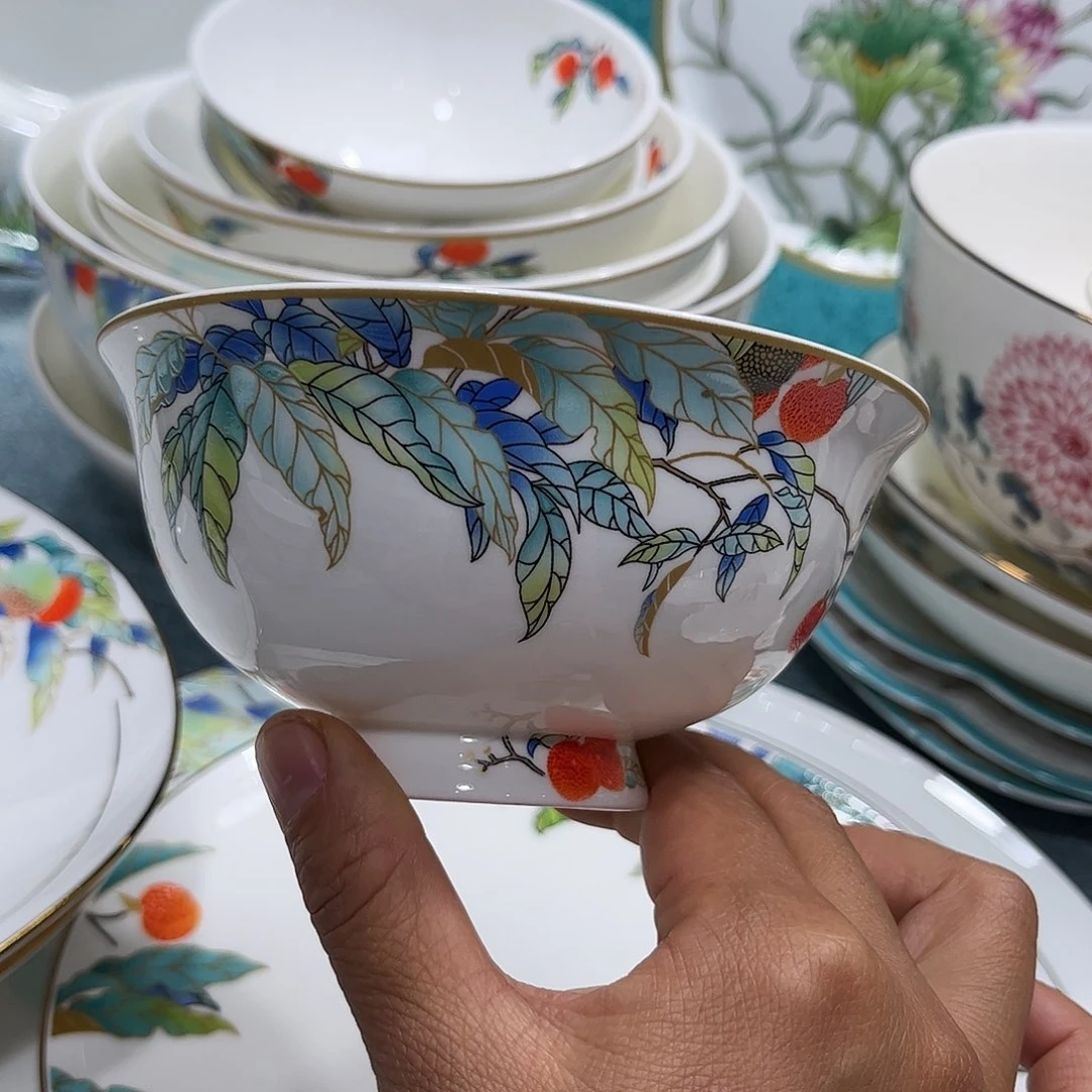 瓷片荔枝高脚腕六个4.5寸