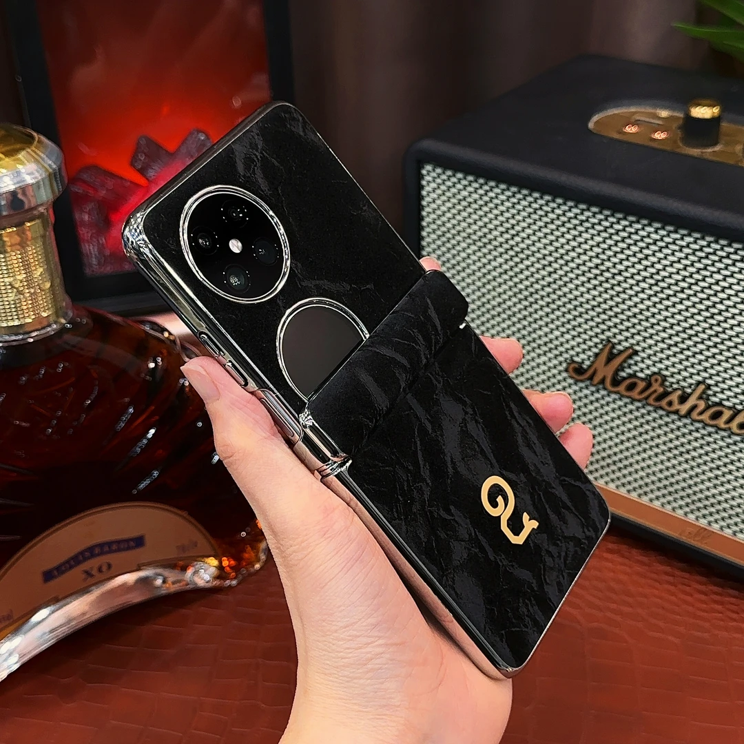 适用华为POCKET2雪山纹中轴磁吸专属折叠横竖支架高颜值手机壳