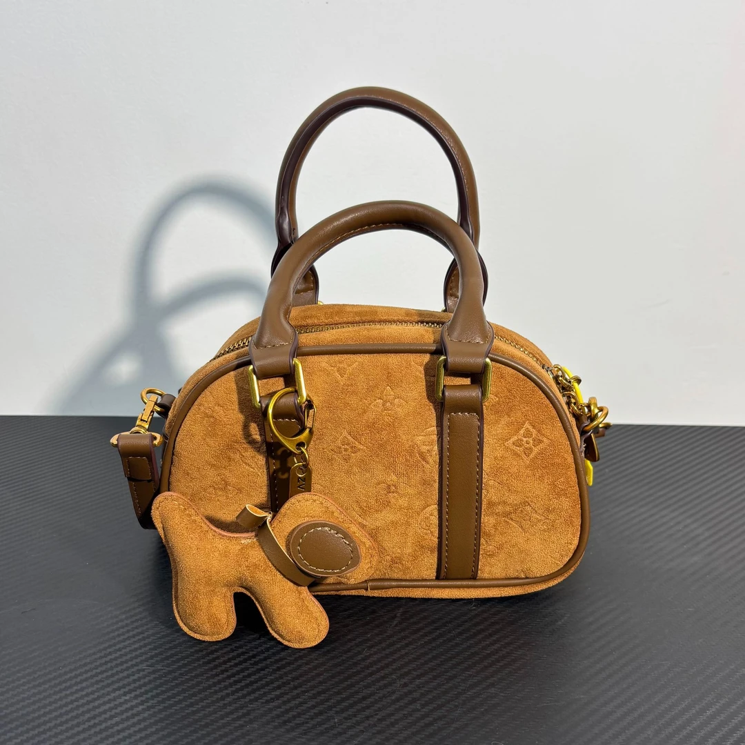 压花黄棕小号保龄球【8180黄棕】时尚复古