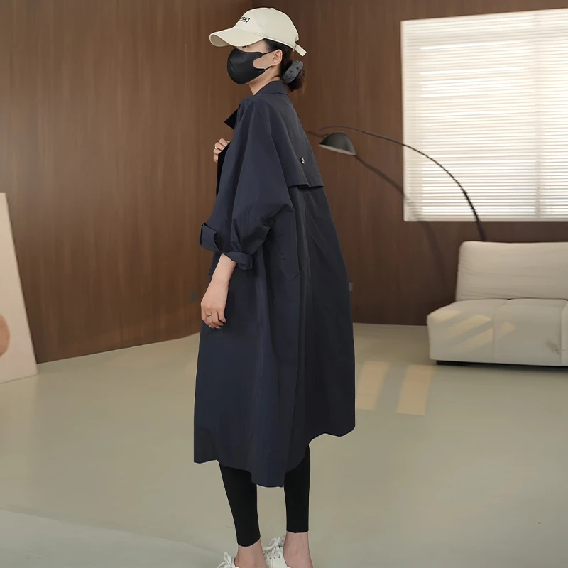 高级感气质时尚简约风风衣女2025年春秋新款立领休闲中长款大衣