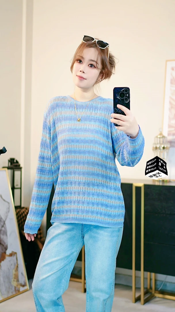 大码女装 胸106-134 软糯针织彩色轻薄镂空上衣620#