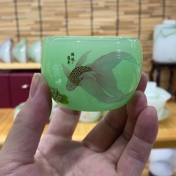 琉璃手工艺品浅鱼小杯