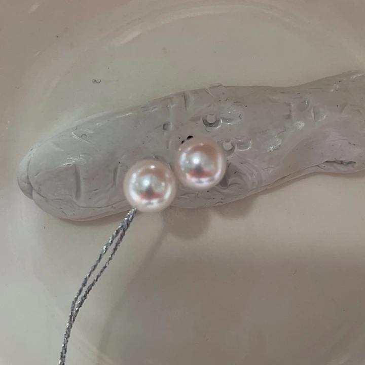 银S925镶嵌耳饰海水珍珠7-8mmAK3号