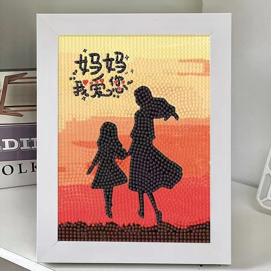 母亲节礼物送妈妈钻石画儿童手工diy制作材料女孩钻石贴画幼儿园