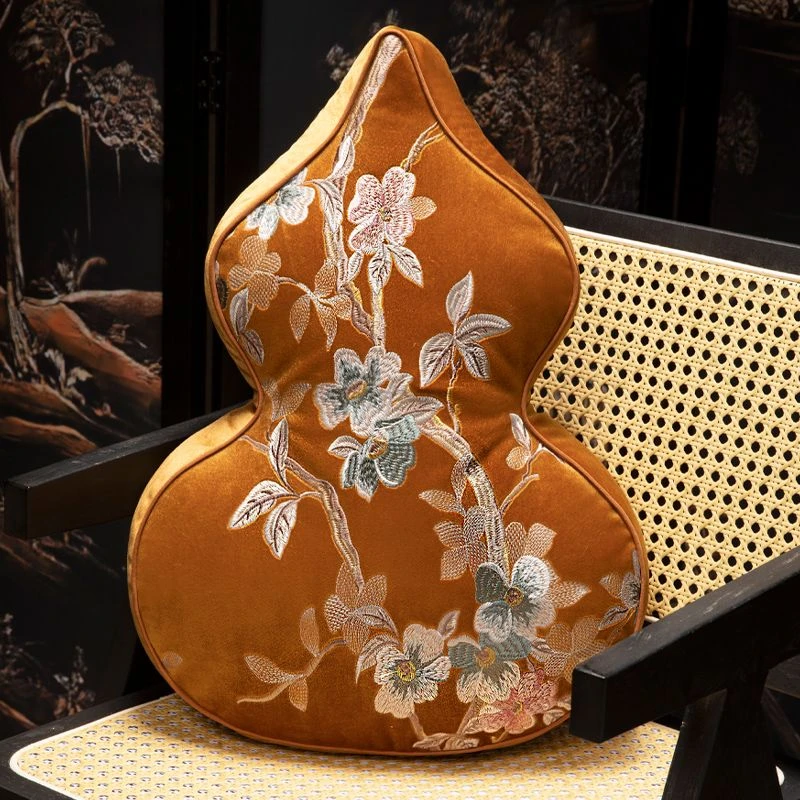 新中式高档异形抱枕绒布材质柔软亲肤不掉毛不起球高密度海绵定制