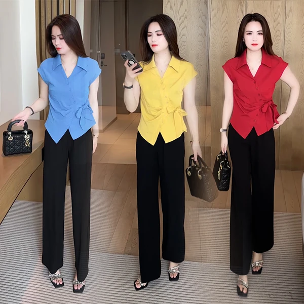 【季颜品牌】夏季穿搭衬衫休闲时尚洋气气质显瘦减龄女神短袖上衣