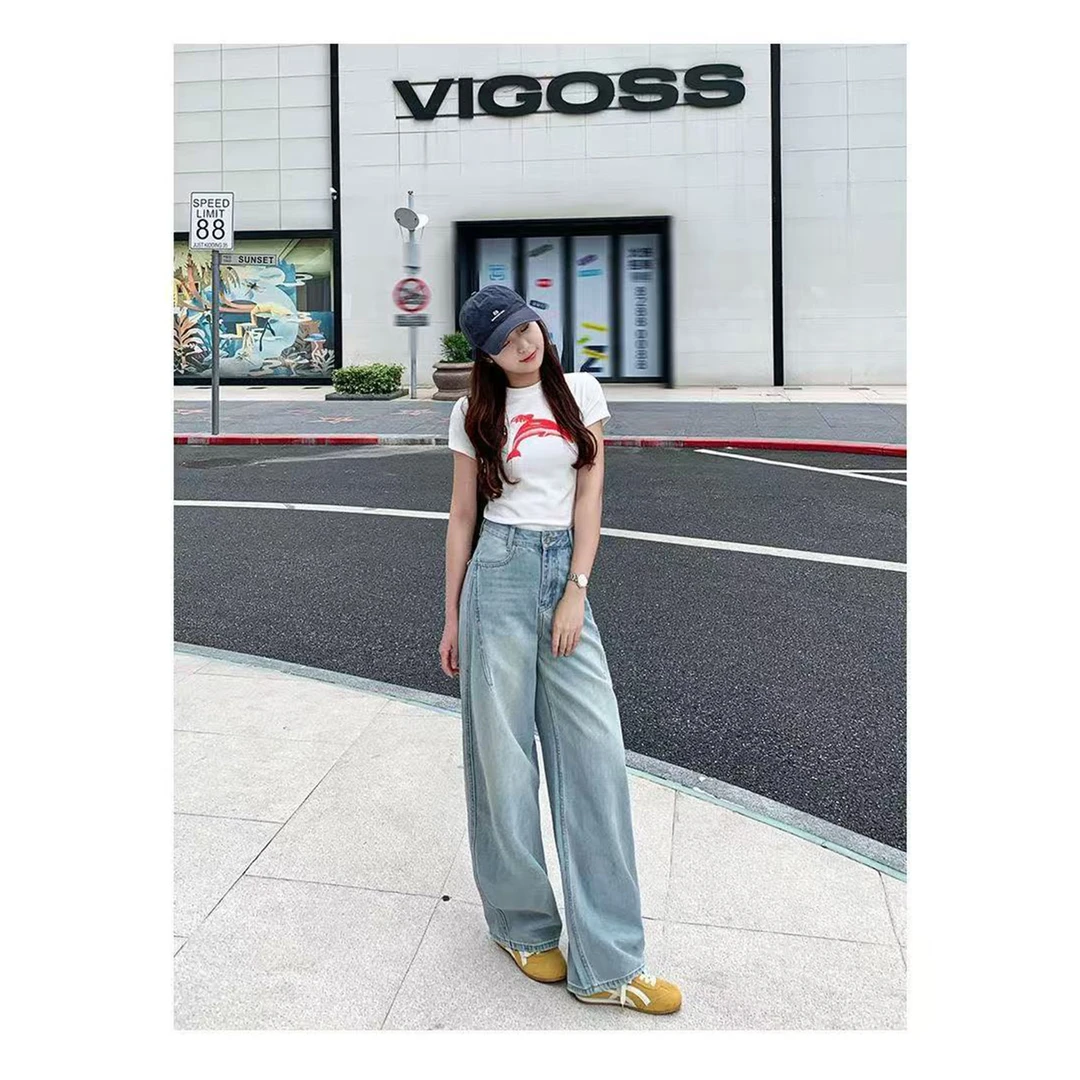 【现货+运费险】2025夏季超薄款牛仔裤女窄版弯刀裤宽松显腿长