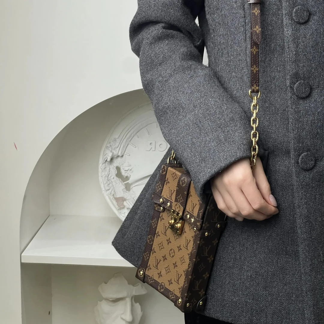 99新 LouisVuitton/路易威登 lv trunk vertical手机包拼色/优品